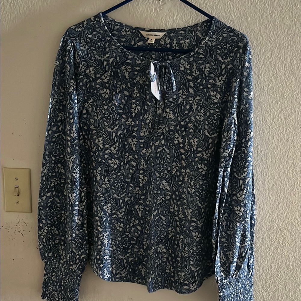 Lucky Brand Navy Floral Long Sleeve Top